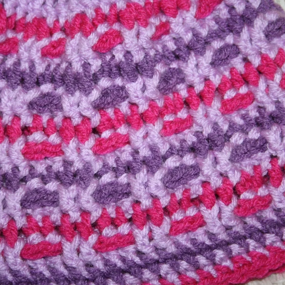 🌸 Pink & Purple Toddler Beanie · Size 2–5Y